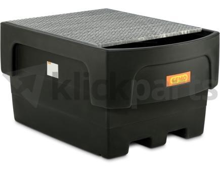 CEMO IBC-Auffangwanne 1100l-PE mit Abfüllvorsatz und Stahlgitterrost 