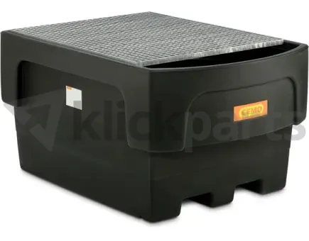 CEMO IBC-Auffangwanne 1100l-PE mit Abfüllvorsatz und Stahlgitterrost