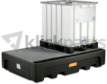 CEMO IBC-Auffangwanne 1100l-PE mit Stahlgitterrost - 2 Fässer 