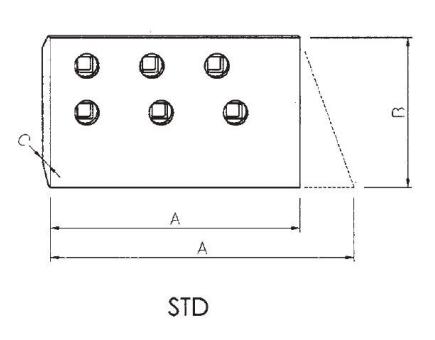 Planier-Eckmesser passend für Komatsu | 320 x 200 x 20 mm | 5 Bohrlöchern | Vgl.-Nr. 134-72-61460 