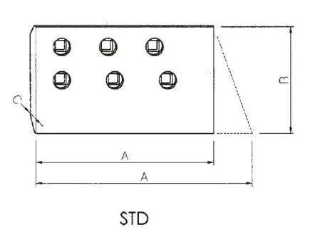 Planier-Eckmesser passend für CAT | 25 x 465 x 255 mm | 6 Bohrlöchern | Vgl.-Nr. 9W8875 